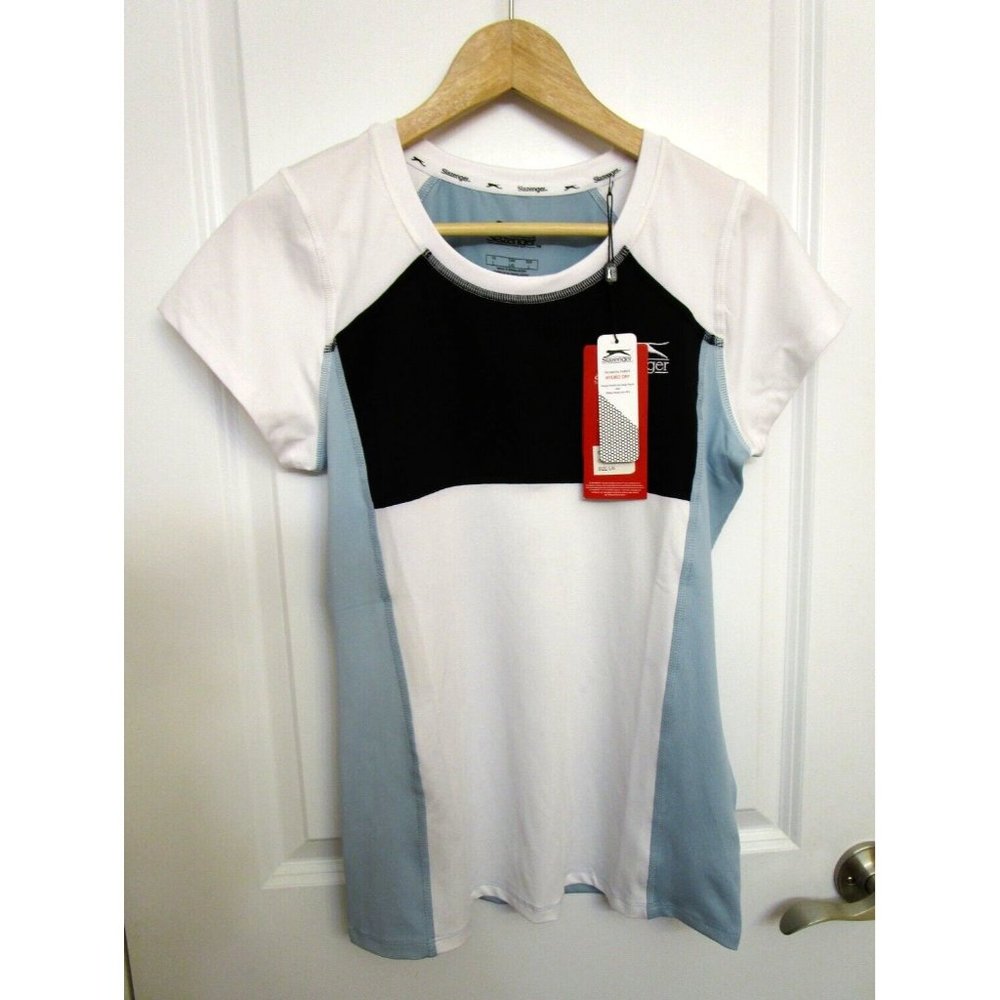 Slazenger Ladies' Sports Performance Top Large Light Blue/Black - New with Tags